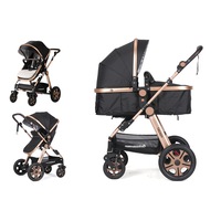 Trendy Gold Black Aluminium Alloy 2in1 Baby Pram Baby Stroller Jogger Push chair