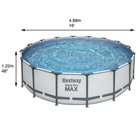 Bestway 5613a - 4.88m x 1.22m Swimming Pool Above Ground Steel Round Filter Pump Ladder