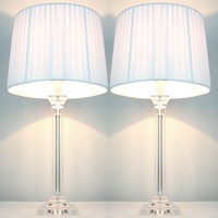 2x Elegant Designer Bedside Lamps - White Shades