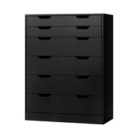 Oikiture 6 Chest of Drawers Tallboy Storage Cabinet Dresser Bedroom Black