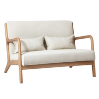 Oikiture Armchair Lounge Chair Accent Couch Sofa Pillows 2 Seater Fabric Beige