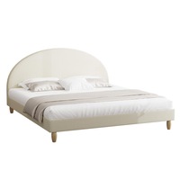 Oikiture Bed Frame King Size Arched Beds Platform Beige Fabric