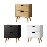 Oikiture Bedside Tables 2 Drawers Side Table Bedroom Furniture Storage Cabinet