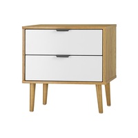 Oikiture Bedside Tables 2 Drawers Side Table Nightstand Storage Cabinet Wood