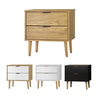 Oikiture Bedside Tables Side Table 2 Drawers Bedroom Furniture Storage Cabinet