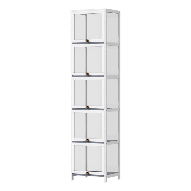 Oikiture Display Cabinet Slim Storage 5-Tier Shelves Clear Bookcase Rack White