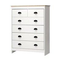 Oikiture Tallboy 6 Chest of Drawers Dresser Table Storage Cabinet Bedroom White