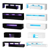 Oikiture TV Cabinet Entertainment Unit Stand LED RGB Gloss Storage Furniture