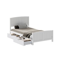 Oikiture Wooden Bed Frame King Single Base with Trundle Storage Drawers White