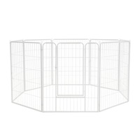 Petzly Dog Playpen Puppy Exercise Cage Pet Cage Enclosure 8 Panel 80x100CM White