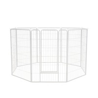 Petzly Dog Playpen Puppy Exercise Cage Pet Cage Enclosure 8 Panel 80x120CM White