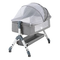 PlayPals Baby Cot Crib Bed Portable Bassinet Bedside Sleeper Adjustable Height