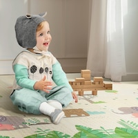 Playpals Kids Play Mat Baby Crawling Double Folding Pad XPE Foam Non-slip Carpet