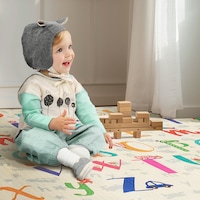 Playpals Kids Play Mat Baby Crawling Folding XPE Foam Double Pad Non-slip Carpet