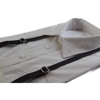 Boys Adjustable Faux Leather Thin Dark Brown Suspenders