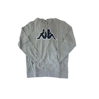 Mens Kappa Logo Tairiti Hooded Sweater 902 Pullover Hoodie Grey/Black