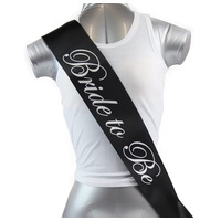 Sashes Hens Sash Party Black/Silver - Bride To Be