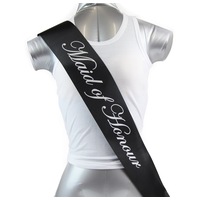 Sashes Hens Sash Party Black/Silver - Maid Of Honour