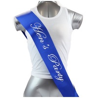 Sashes Hens Sash Party Bridal Electric Blue/Silver - Hen's Party