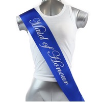 Sashes Hens Sash Party Electric Blue/Silver - Maid Of Honour