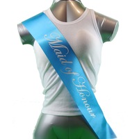 Sashes Hens Sash Party Light Blue/Silver - Maid Of Honour