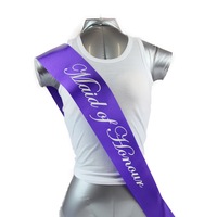 Sashes Hens Sash Party Purple/Silver - Maid Of Honour