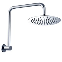 WELS 8/10/12" Rain Stainless Steel Shower Head + High Rise Wall Arm Chrome Bath Round