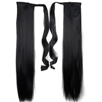 22" Black Hair Extension Synthetic Hair Ponytail Straight Ribbon