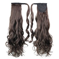 22" Brown Hair Extension Quality Synthetic Hair Ponytail Curly Wavy Single Clip