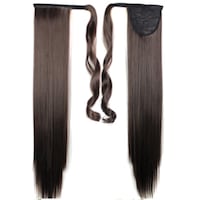 22" Brown Hair Extension Synthetic Hair Ponytail Straight Ribbon