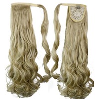 22" Light Blonde Hair Extension Quality Synthetic Hair Ponytail Curly Wavy Single Clip