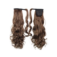 22" Light Brown Hair Extension Quality Synthetic Hair Ponytail Curly Wavy Single Clip