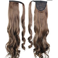 22" Medium Brown Hair Extension Quality Synthetic Hair Ponytail Curly Wavy Single Clip