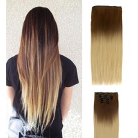 22" Two Tone Ombre Ash Quality Synthetic Hair Straight 7Piece 16Clips 03