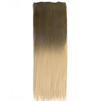 22" Two Tone Ombre Brown Blonde Synthetic Hair Straight 7Piece 16Clips 01