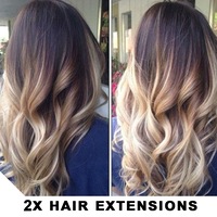 2Pcs Two Tone Ombre High Grade Brown Curly Hair 7Piece 16Clips 24" Hair Extension04 2X