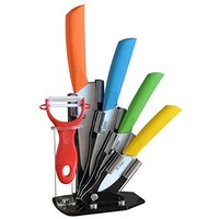 TODO 5 Pc Ceramic Knife + Peeler Set W/ Knive Stand Nano Zirconia Anti Bacterial Colour