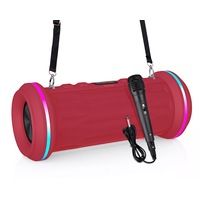 TODO Bluetooth Wireless Karaoke Speaker w/ Mic RGB LED Rechargeable USB FM - Red