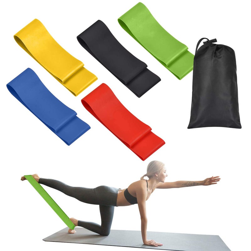 Exercise Pilates Yoga Loop Resistance Band Workout Physio Stretch Aerobics 5 Set +
