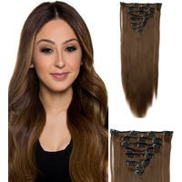 High Grade Light Brown Synthetic Hair 7Piece 16Clips 22" Straight Clip On