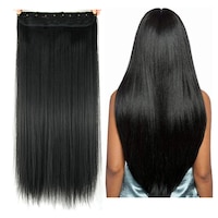 Natural Black High Grade Synthetic Hair Extension Clip-In Straight Hair 5 Clips 22"