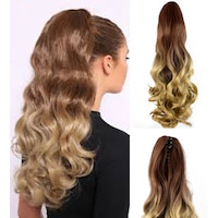 Ombre High Grade Ponytail Ribbon Clamp Wavy 50 Cm 22" Extension Claw03