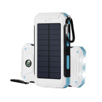 TODO 8000Mah Solar Power Bank Mobile Phone Usb Iphone Charger Led Torch - White Blue