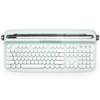 TODO Retro Typewriter Bluetooth Wireless Keyboard Tablet Holder 104 Key Mac Win Android BT 5.0 - Green Mint