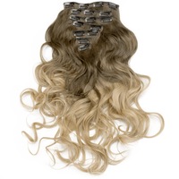 Two Tone Ombre High Grade Brown Curly Hair 7Piece 16Clips 24" Hair Extension 01