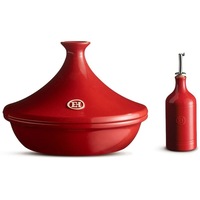Emile Henry Ceramic Flame Tagine with Oil Pourer 32cm in Grand Cru / Burgundy