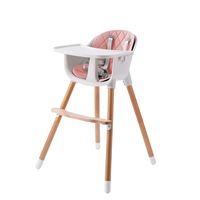 JOY BABY Amelia 2-in-1 Timber Highchair - Pink