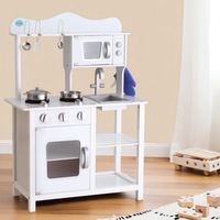 Keezi Kids Wooden Kitchen Pretend Play Set Toy Children Cooking Cookware White