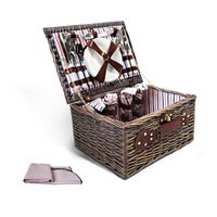 Alfresco Deluxe 4 Person Picnic Basket Baskets Outdoor Insulated Gift Blanket