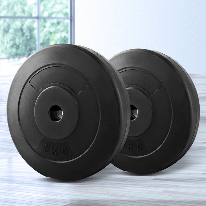 2X 5KG Barbell Weight Plates Standard Home Gym Press Fitness Exercise Rubber